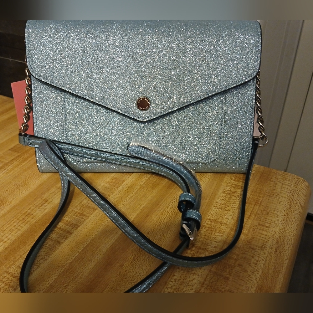 Kate Spade Frosty Sky Glitter Envelope Crossbody Bag NWT K9336